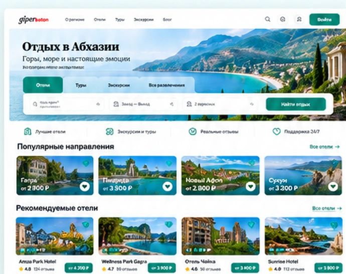 Главная страница туристического сайта Abkhazia Resort